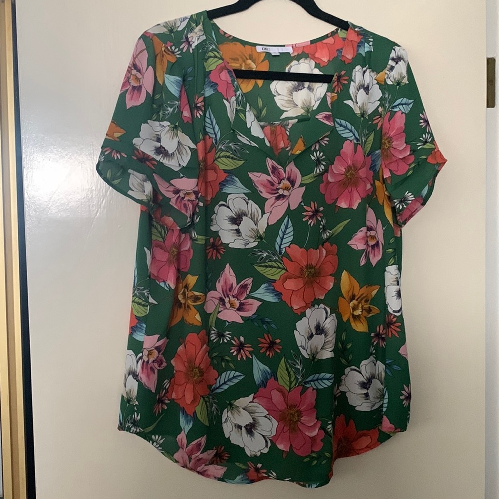 Green floral shirt